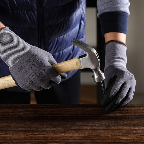LOCCEF Safety Work Gloves MicroFoam Nitrile Coated-12 Pairs,Seamless Knit Nylon Gloves,Home Improvement,Micro-Foam Gloves - Image 4