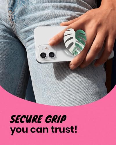 OnTheGrip Compatible with Magsafe Magnetic Cute Acrylic Tropical Leaf Design Collapsible Mobile Phone Grip Stand Holder for Smartphone Tablet Cell Phone Accessory (Albo Monstera) - Image 5