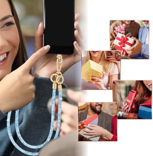 Crystal Phone Strap Crossbody and Wrist Lanyard, Anti Theft Layered & Wrist Strap Cell Phone Neck for Women - Image 6