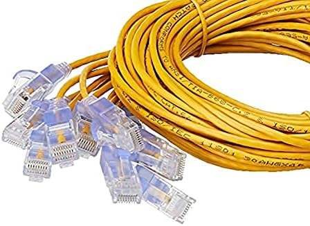 Monoprice - 116347 SlimRun Cat6A Ethernet Patch Cable - Snagless RJ45 UTP Pure Bare Copper Wire 10G 30AWG 5ft Yellow 10-Pack - Image 3