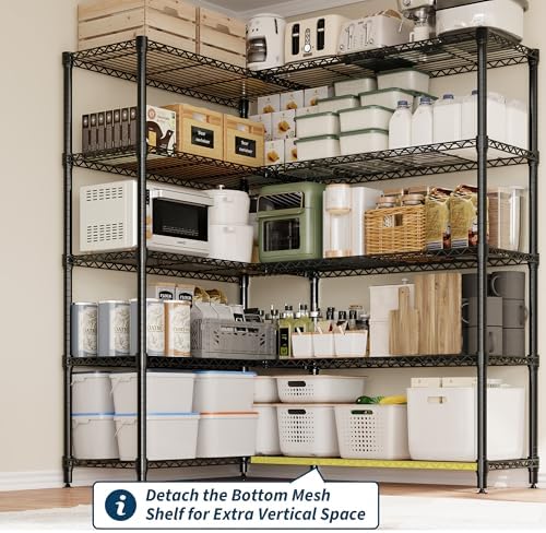 5-Tier Metal Storage Shelves, 70.8" W Heavy Duty Wire Shelving Unit - Image 6