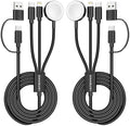 2Pack Travel Essentials,3 in 2 USB C Cable for Apple Watch Charger,iPhone Charger,Multi Charging Cable,Cruise Vacation Camping,Portable for iWatch Series 11-2/Ultra/SE & iPhone 17-12,Car,Black-6FT by ChargeBeyondPowerWithin