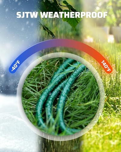 DEWENWILS 25Ft Outdoor Extension Cord, Evenly Spaced 3 Outlets Plugs with Safety Cover, 16/3 SJTW Weatherproof Wire for Outdoor String Lights, ETL Listed (Pack of 2) - Image 4