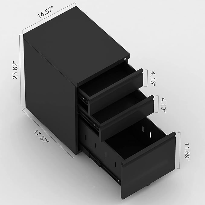 SUXXAN 3 Drawers Metal Filing Cabinet - Image 3