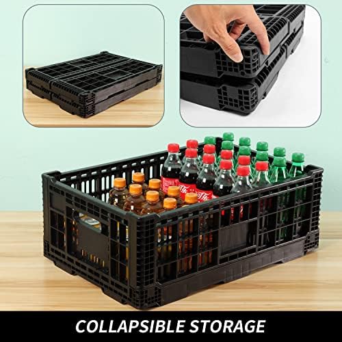 Collapsible Storage Bin Containe，52 Liter Transferheavy duty plastic storage box ,milk crates heavy duty Transit storage of various items black (1) - Image 3