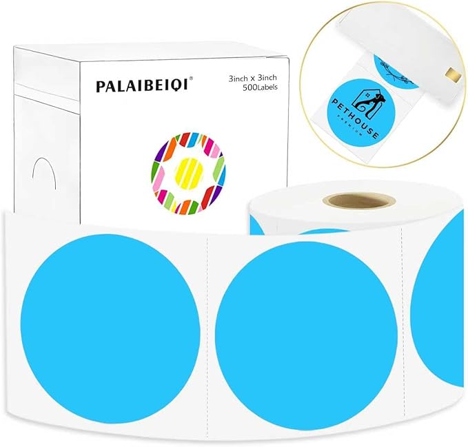 3 X 3 Inch Round Thermal Labels Circle Color Coding Labels Printable Waterproof by Palaibeiqi