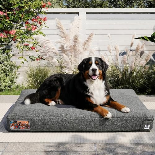 Sytopia 47 Inch Indestructible Dog Bed for XXL Dogs, Chew Proof Washable Pet Crate Pad with Removable Cover, Durable Waterproof Dog Bed Great for Indoor, Crate, Patio Use, Grey by Sytopia
