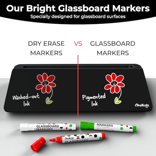 Chalkola Black Glass Desktop Whiteboard with Storage - Desk Organizer Buddy - Image 5