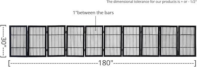 Pet Dog Gate Strong and Durable Freestanding Folding Acacia Hardwood Portable - Image 3