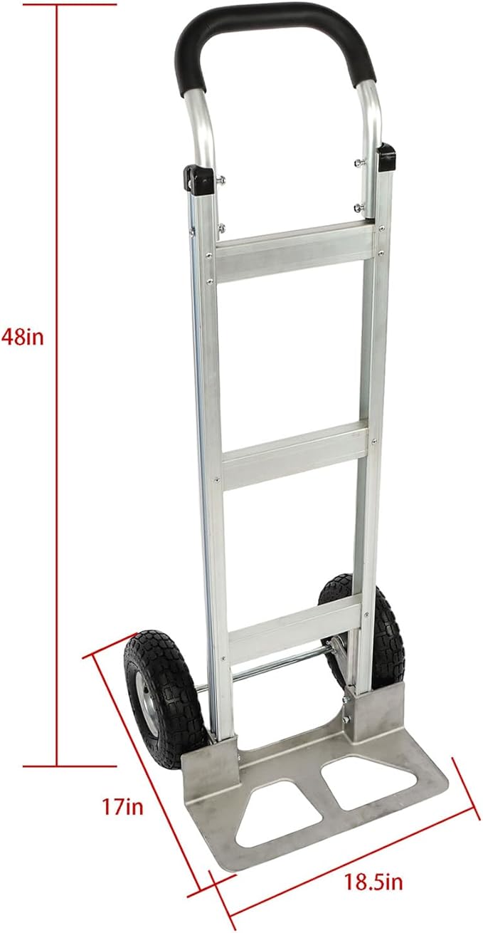 findmall 500 Lbs Capacity Dolly Aluminum Silver Hand Truck - Image 2