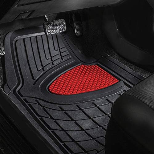 FH Group Premium Liners Tall Channel Trimmable All Weather Rubber Full Set Car Floor Mats (Red) w. Trimmable All-Season Cargo Liner (Black) - Universal Fit for Cars Trucks and SUVs - Image 3