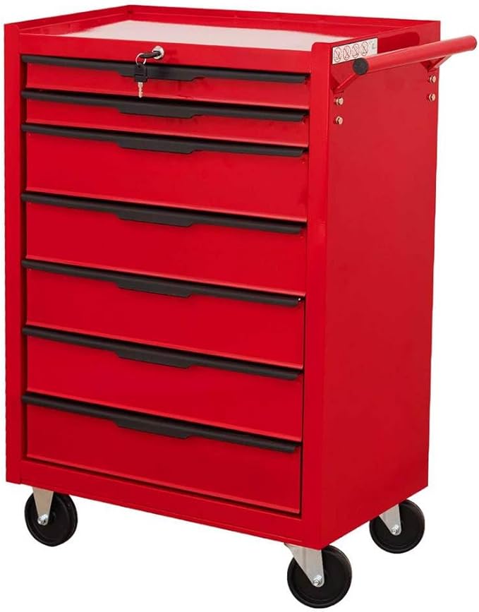 7-Drawer Rolling Tool Chest Cabinet, Heavy-Duty Metal Tool Box by AMZSTAN