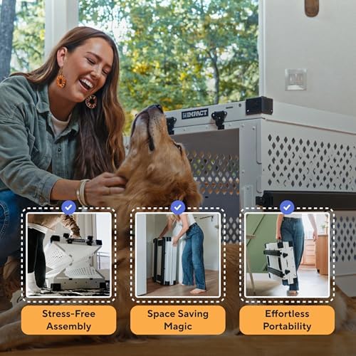 Impact Collapsible Dog Crate - Heavy Duty Travel Aluminum Kennel, Black 30" - Image 4