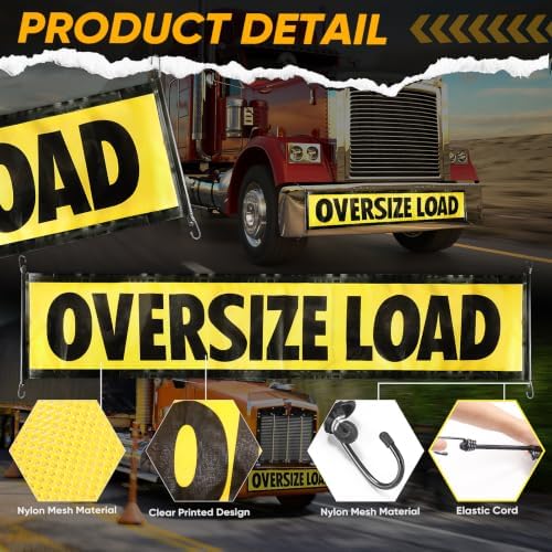6 Pcs 18 x 84 Inch Mesh Oversize Load Signs Banners for Trucks and Trailers - Image 2