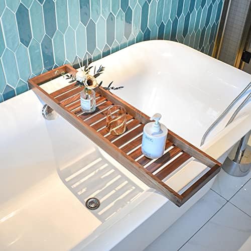 Walnut Bath Caddy Tray with Tablet Holder and Book Stand Luxury Bathroom Accessory Rack for a Relaxing Bath Experience (70 * 22cm) by Unknown
