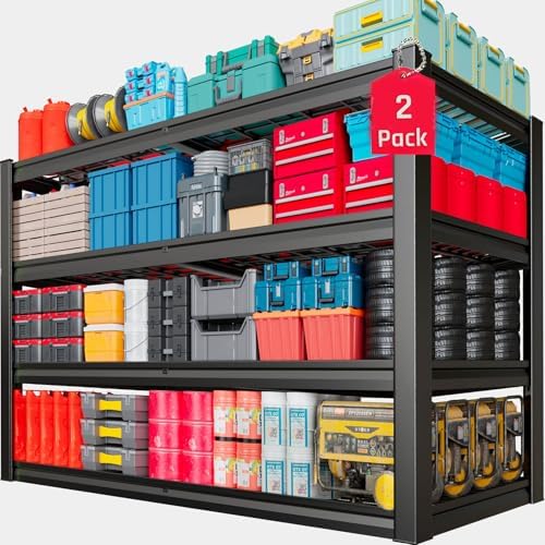 30" Deep Heavy Duty Garage Shelving Units, 68" Wide Storage Shelves,4-Tier Metal Garage Shelves, Kitchen Shelf,Large Storage Rack,Industrial Shelving for Shop, 68" W x 30" D x 68" H,2 Pack by SKZNSA