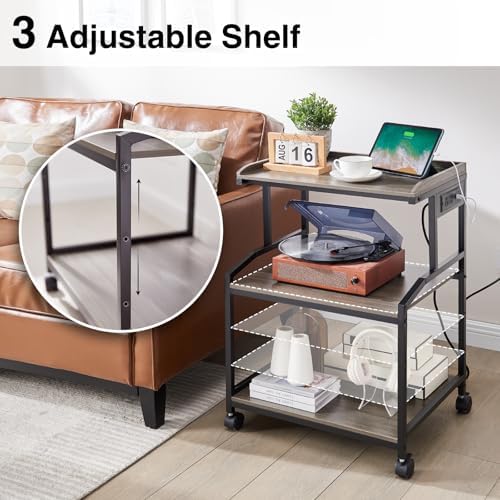 Lauren&Harold 34'' Printer Stand with Power Outlets & USB Ports Grey/Black - Image 4