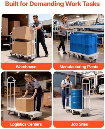 VEVOR 2000LBS Heavy-Duty U-Boat Cart, Platform Truck Dolly with 6 Wheels & Dual Detachable Handles, Heavy Duty Steel Utility Cart for Warehouse/Manufacturing Plant/Logistics Center/Job Site - Image 6