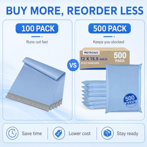 Metronic Poly Mailers 12x15.5 500PC Bulk Shipping Bags for Small Business - Image 6