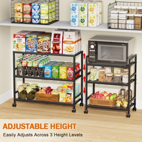 Expandable Metal Storage Shelves Rack with Wheels,3Tier Heavy Duty Shelving - Image 5