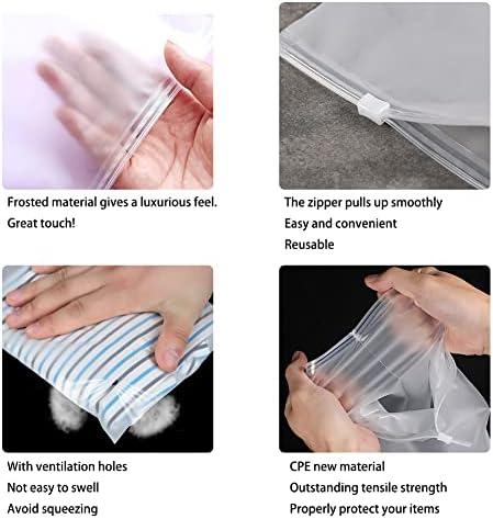 Frosted Packaging Bag, 50PCS 7.9X9.8 Inch Clear Plastic Poly Bags, Reclosable Clear Poly Bags with Vent Holes for Packaging Socks, Board Games, Underwear Leggings, Toys - Image 2