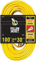 Southwire Yellow Jacket Heavy Duty Extension Cord - Outdoor Power for Tools & Equipment - Lighted End with SJTW Jacket & Three Prong Plug - 100 Foot by Yellow+Jacket