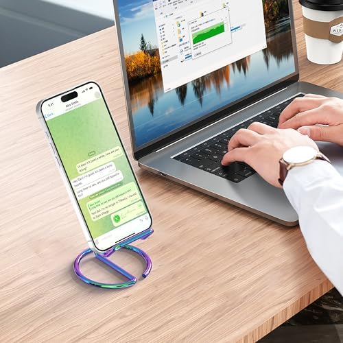 Metal Cell Phone Stand for Desk, Cute One-Piece Phone Holder, Stable Desktop Display Dock for iPhone, iPad, Samsung, Tablets & All Mobile Phones, Colorful - Image 5