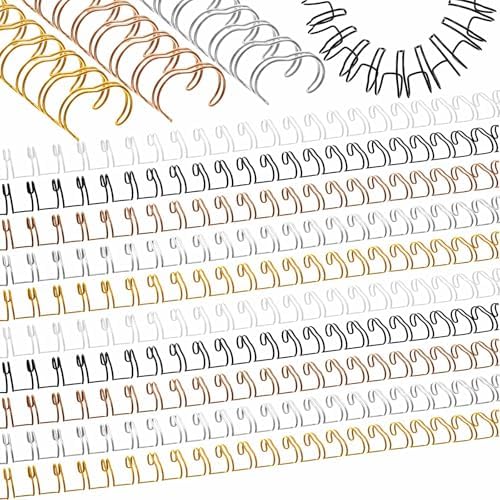 MorningRo 50 Pcs 1 Inch Metal Double Loop Cinch Binding Wires Bulk Double Spiral Binding Ring Coil Twin Spines Combs 2: 1 Pitch Cinch Machine Wire for Document Notebook File Making, 5 Colors by MorningRo