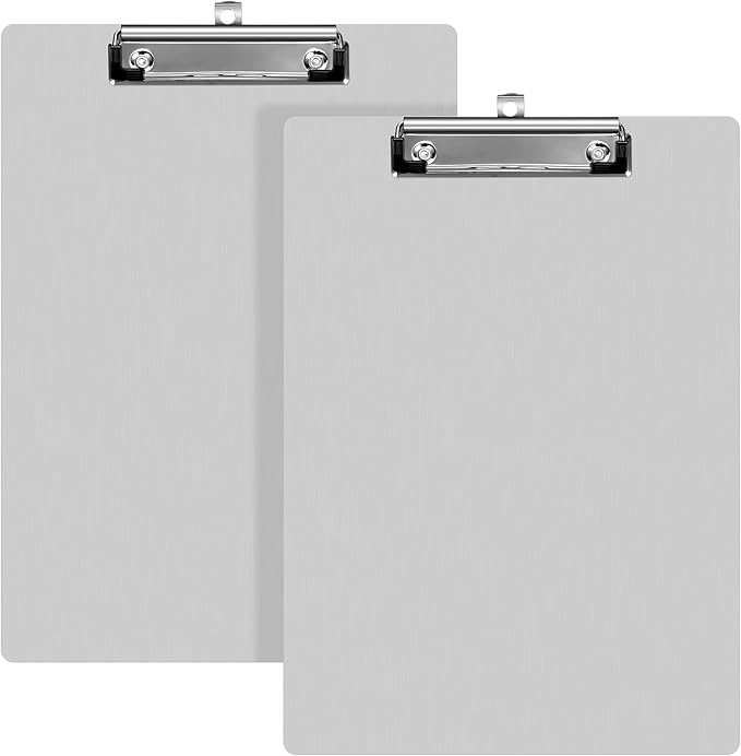 Epakh 2 Pieces Clipboard Bulks Metal Clipboard Aluminum Office Low Profile Clip by Epakh