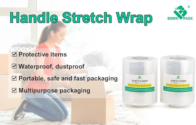 BOMEI PACK Plastics Industrial Mini Stretch Wrap Film Replacement 5" x 1000ft - Image 7