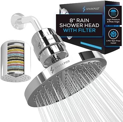 SparkPod Filtered Shower Head, 23-Stage, 8" Round, Polished Chrome by SparkPod