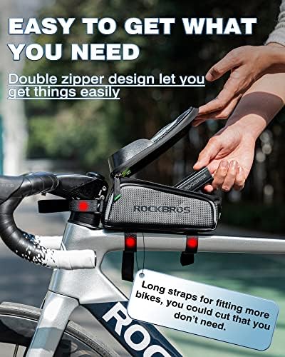 ROCKBROS Bike/Bicycle Phone Front Frame Bag, Waterproof, Tube Cycling Pouch - Image 6