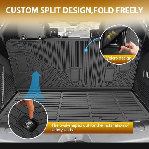 Powerty Floor Mats for 2021-2025 2026 Chevy Chevrolet Suburban/GMC Yukon XL 7 Seats, All Weather 3D TPE Anti-Slip Trunk Cargo Liner Seat Back Covers Protectors Full Set Car Accessories - Image 2