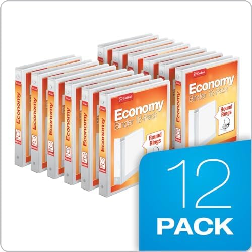 Cardinal 1 Inch 3 Ring Binders, White, 12 Pack, Round Ring Binder, Holds 225 Sheets, PVC Free, Customizable Covers, 2 Pocket View Binders for Office and School Organization - Image 6