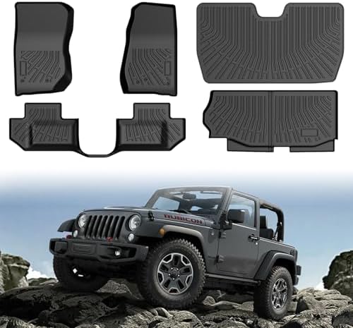 Cartist Floor Mats for 2007-2018 Jeep Wrangler JK 2 Door, All Weather Cargo Liner for Wrangler Accessories, Heavy Duty TPE Cargo Mats, Car Accessories by cartist
