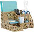 EasyPAG Desk Organizer and Pen Holder for Desk, Mesh Office Supplies Storage Caddy with Drawer for Small Space, Desktop Organizer for Home Office, Gold by EasyPAG