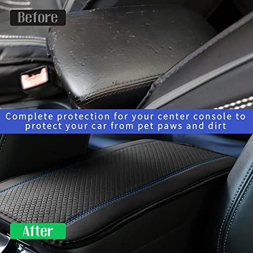 Ziciner Car Center Console Armrest Pad, PU Leather Waterproof Auto Armrest Seat Box Cover Protector, Universal 12.59x 7.24 Inch Vehicles Interior Accessories for Most Car SUV (Black & Blue) - Image 5