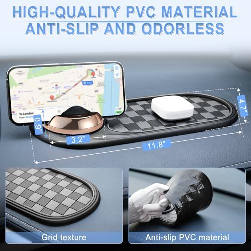 LivTee Multifunction Car Anti-Slip Mat, 360° Rotatable Multifunctional Car Dashboard Mobile Phone Holder with Temporary Parking Number, Universal Dashboard Accessories for Organized Storage (BG-Gold) - Image 4
