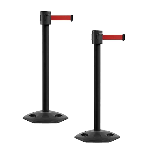 Montour Line MSR760 Set of 2 Retractable Belt Barrier Stanchion, Rubber Base by Montour+Line