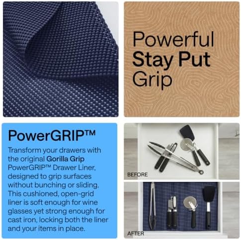 GORILLA GRIP powerGRIP Drawer Shelf and Cabinet Liner, 12"x30', Navy Blue - Image 3