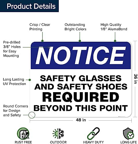 Safety Glasses and Safety Shoes Required Beyond This Point Sign, 36x48 - Image 6