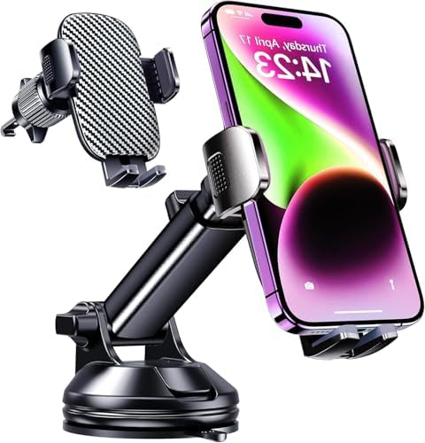 Qifutan Dash Mounted Holders Phone Holders for Your Car Phone Mount for Car Dashboard Windshield Air Vent Universal Desk Mounts Hands Free Automobile Cell Phone Holder Fit for iPhone Smartphone by Qifutan
