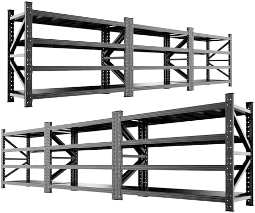 6 Set 6000LBS Heavy Duty Storage Shelves, 69"W Adjustable Garage Shelving Unit, Rust Proof Large Metal Storage Rack, 24"D x 69"W x 64"H Industrial Shelving for Warehouse, Basement, Supermarket by AXASIIO