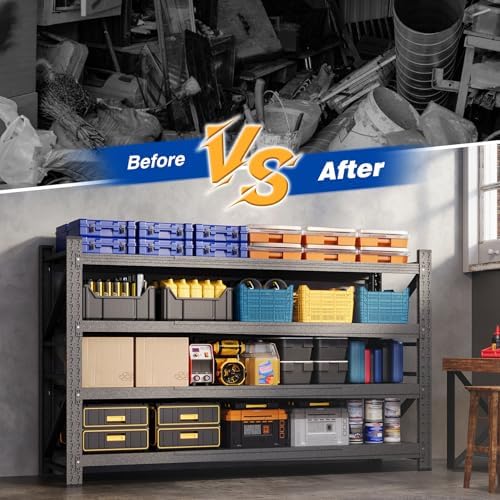 BYNSOE 68" W Storage Shelves 8000lbs Garage Metal Shelving Heavy Duty Garage Shelves Adjustable Storage Shelves for Industrial, Factory, (68" W X 24" D X 63.5" H) - Image 5