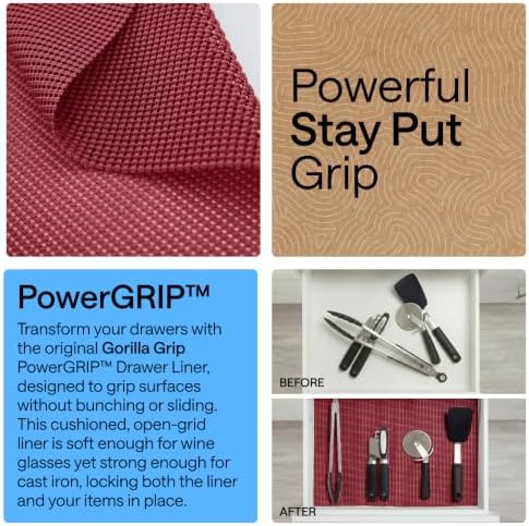 GORILLA GRIP powerGRIP Drawer Shelf and Cabinet Liner, 12"x30', Red - Image 3