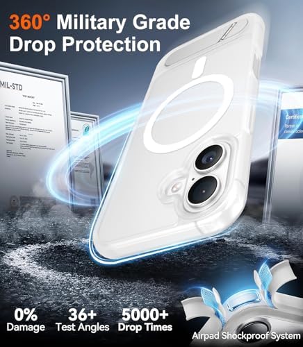 Temdan Designed for iPhone 17 Case, [Built-in Invisible Kickstand][Compatible with MagSafe][Military Grade Shockproof] Slim Translucent Matte Phone Case 6.3 inch (Clear Matte) - Image 4
