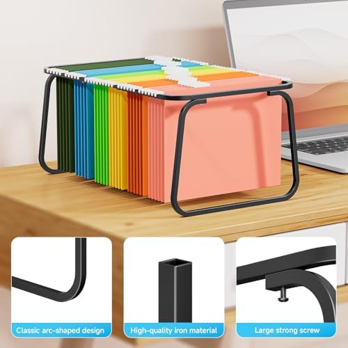 Marbrasse Hanging File Folder Frame, Adjustable Letter Size File Holder 16-25 Inches, Metal File Cabinet Rails for Office, Home, School, Black - Image 6