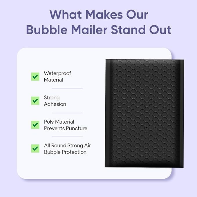 Black Large Poly Bubble Mailers 12x15 inch | Self Seal Padded Envelopes - Image 7
