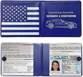 Ziciner Car Registration Insurance Holder, 2Pack Essential Auto PVC Card Document Glove Box Organizer with Velcro Closure, Universal Car Accessories for Men & Women (Blue/Back Flag) by Ziciner