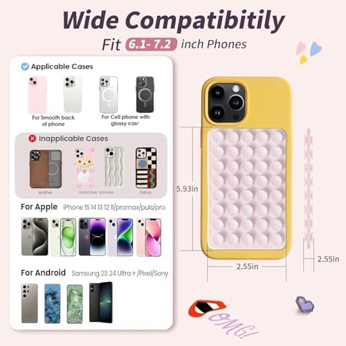 (2 Pack) Suction Cup Phone Case Mount Double Sided, White & Classic Black - Image 6